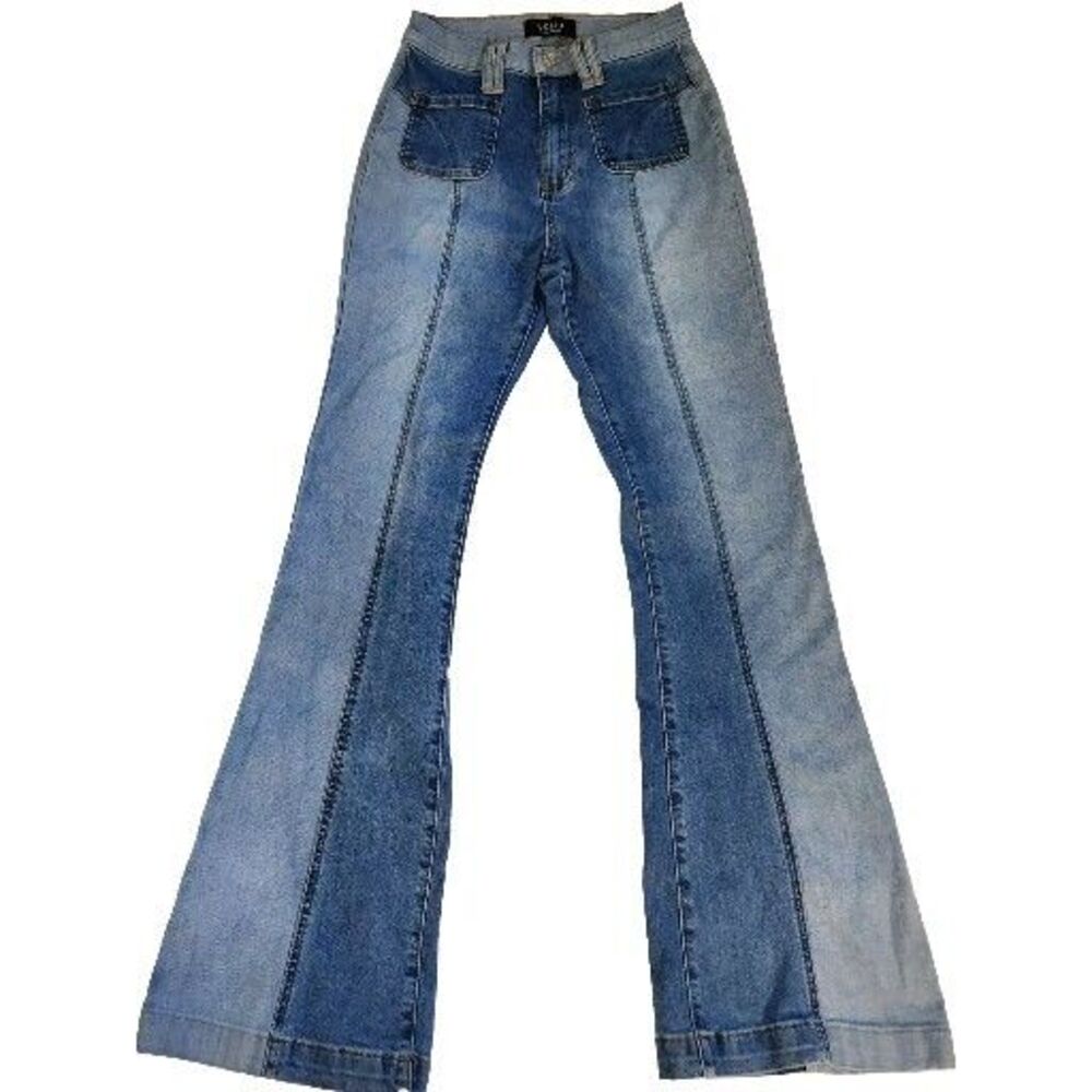 Akira Womens Flare Leg 2 Tone Size 7 Jeans